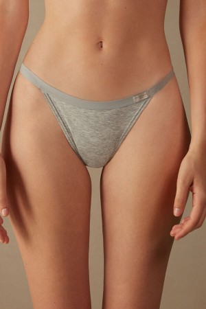 Intimissimi String In Cotton Tanga Damen Hellgrau | AUB-860754