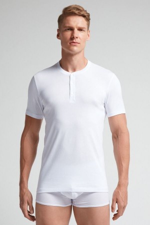 Intimissimi Superior Cotton Henley T-Shirt Herren Weiß | FAH-304258