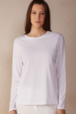 Intimissimi Superior Cotton Oversized Langarm Shirts Damen Weiß | SQM-234519