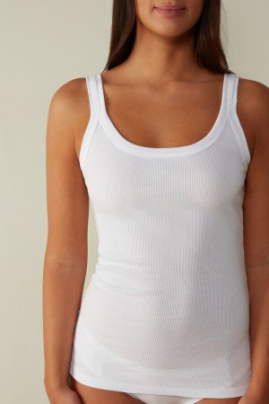 Intimissimi Superior Cotton Racer Back Tanktop Damen Weiß | SJO-538471