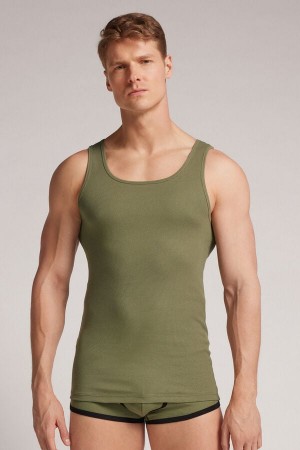 Intimissimi Superior Cotton Ribbed Tanktop Herren Grün Grau | ZPV-971204