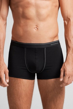 Intimissimi Superior Cotton With Exposed Elastic Boxer Herren Schwarz Tiefesgrau | FRQ-408523