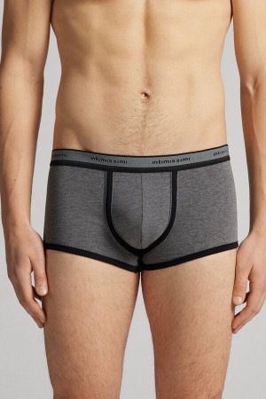 Intimissimi Superior Cotton With Logo Boxer Herren Tiefesgrau Schwarz | POB-216708