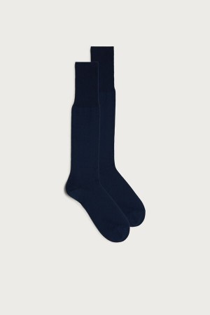 Intimissimi Tall Sateen Egyptian Cotton Socken Herren Hellgrau Blau | MAV-965128