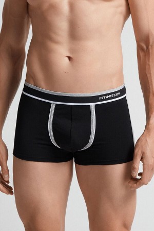 Intimissimi Two-Tone Superior Cotton Boxer Herren Schwarz Hellgrau | QUB-091462