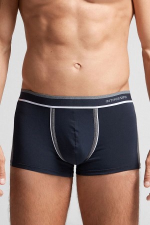 Intimissimi Two-Tone Superior Cotton Boxer Herren Blau Tiefesgrau | MOI-582791