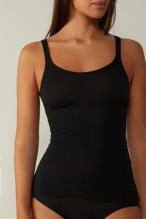 Intimissimi Ultralight Cotton Tanktop Damen Schwarz | AUK-674831