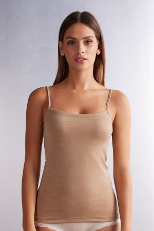 Intimissimi Wool Cotton Camisole Tanktop Damen Braun | QJK-532847