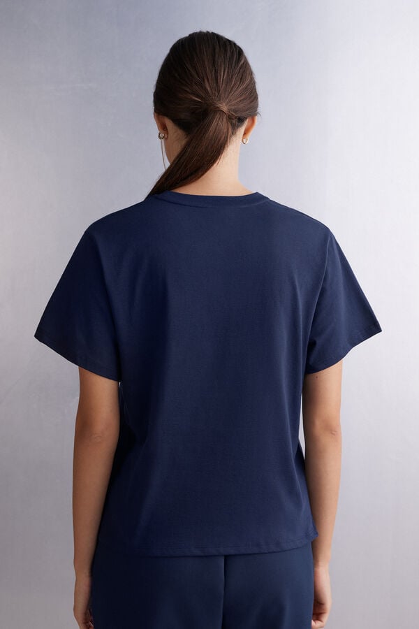 Intimissimi Boxy Fit Cotton Short Sleeve Damen Blau | EXH-659083