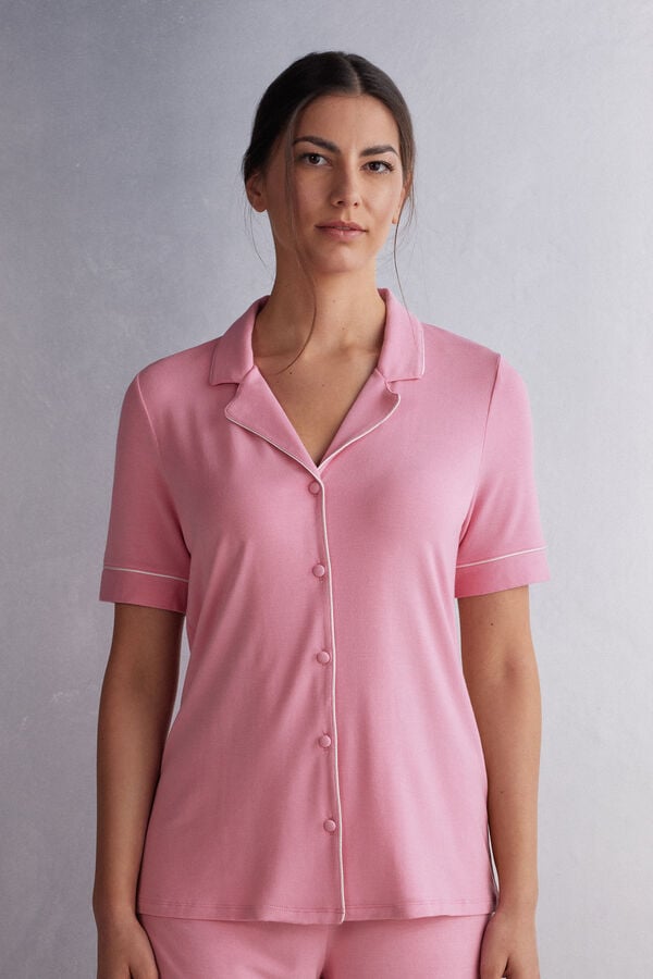 Intimissimi Button Up In Modal Hemd Damen Rosa | XPC-650834