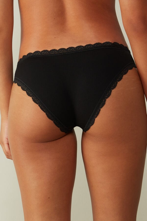 Intimissimi Cotton And Lace Höschen Damen Schwarz | YTI-698057