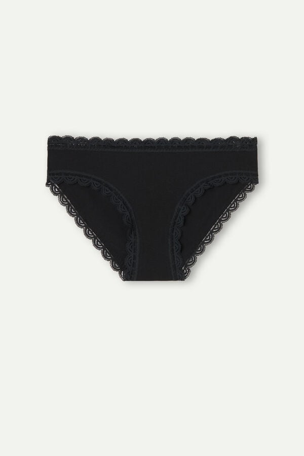 Intimissimi Cotton And Lace Höschen Damen Schwarz | YTI-698057