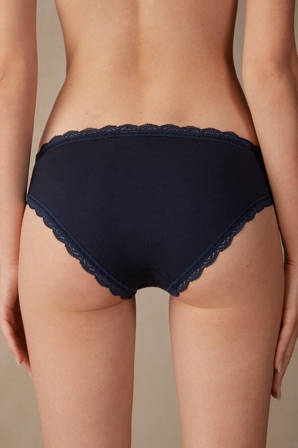 Intimissimi Cotton And Lace Höschen Damen Blau | UEN-971834