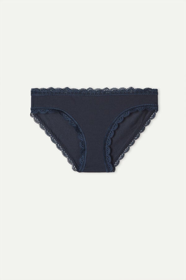 Intimissimi Cotton And Lace Höschen Damen Blau | UEN-971834