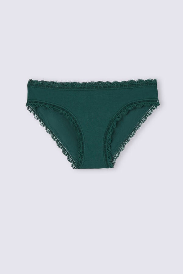 Intimissimi Cotton And Lace Höschen Damen Grün | PJV-630154