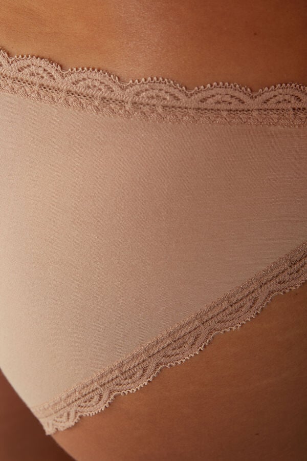 Intimissimi Cotton And Lace Höschen Damen Orange Beige | UZM-240397