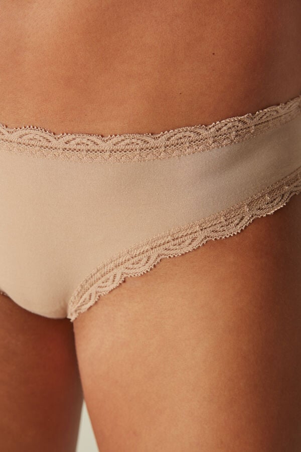 Intimissimi Cotton And Lace Höschen Damen Orange Beige | UZM-240397