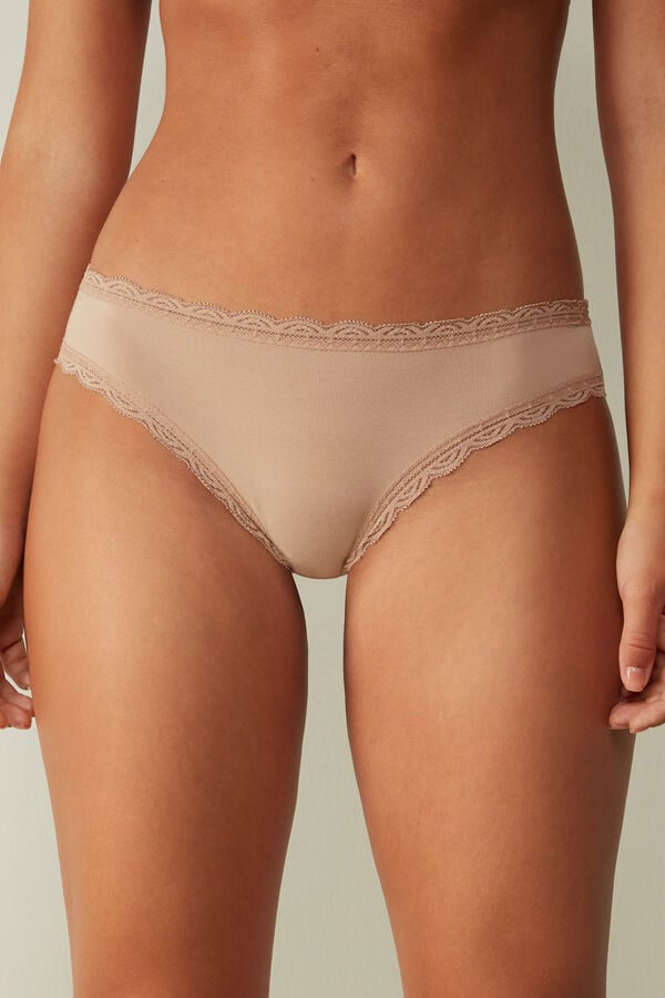 Intimissimi Cotton And Lace Höschen Damen Orange Beige | UZM-240397