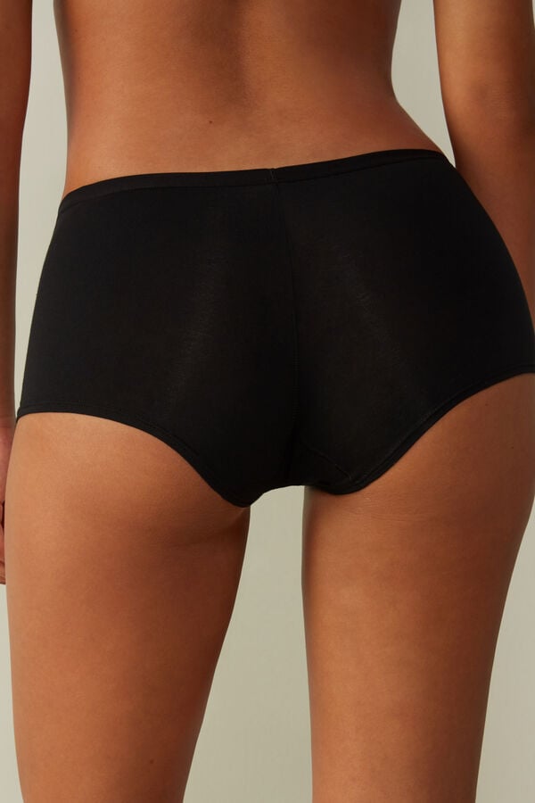 Intimissimi Cotton Boyshorts Kurze Hose Damen Schwarz | QMR-725801