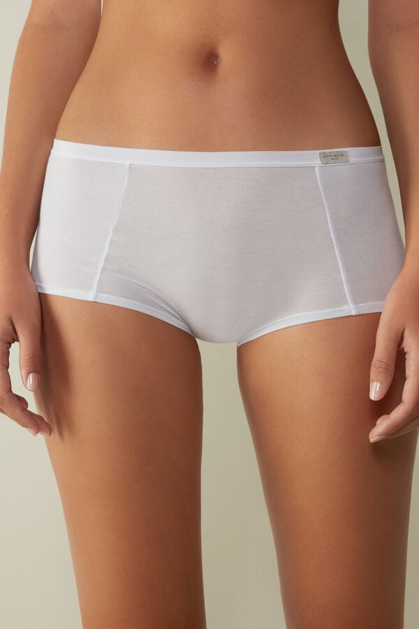 Intimissimi Cotton Boyshorts Kurze Hose Damen Weiß | HEF-870314