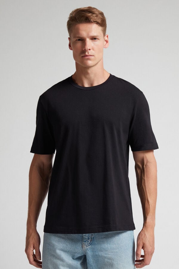 Intimissimi Cotton Jersey T-Shirt Herren Schwarz | OVF-146092