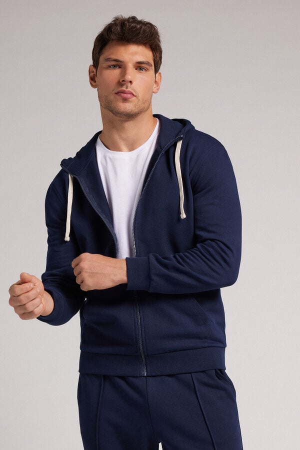 Intimissimi Cotton Zip Hoodie Herren Blau | XHS-185907