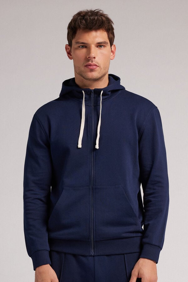 Intimissimi Cotton Zip Hoodie Herren Blau | XHS-185907