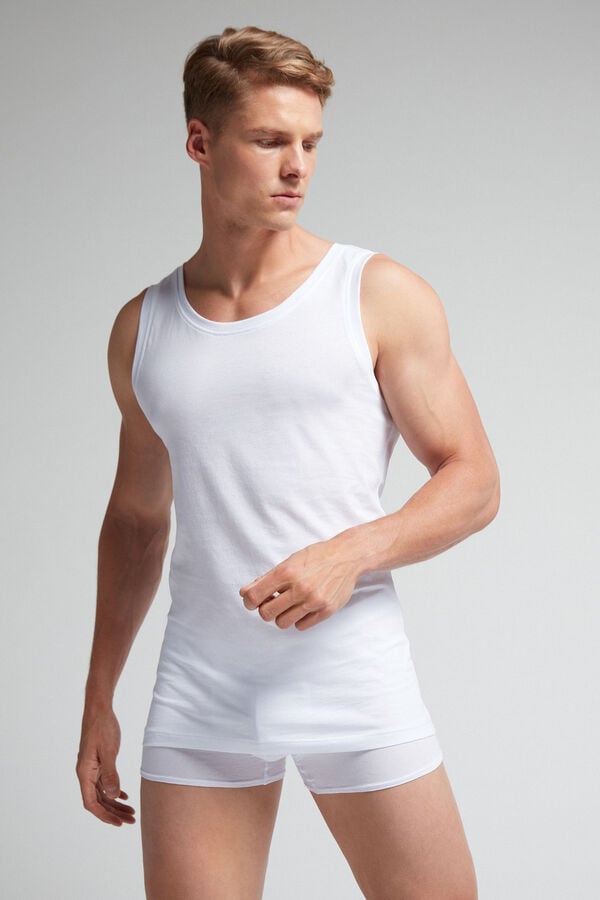 Intimissimi Extrafine Superior Cotton Round Neck Tanktop Herren Weiß | KVY-453680