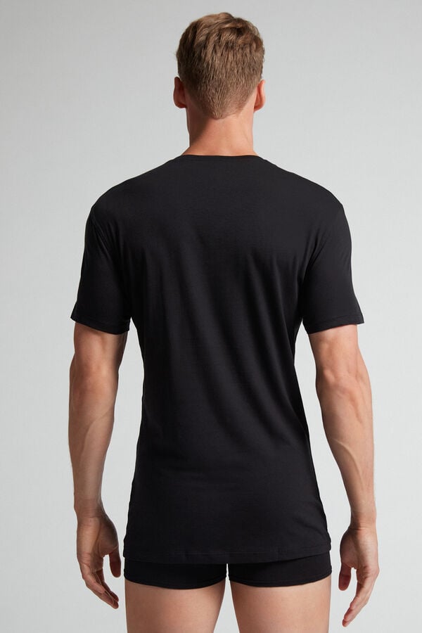 Intimissimi Extrafine Superior Cotton T-Shirt Herren Schwarz | DZL-894316