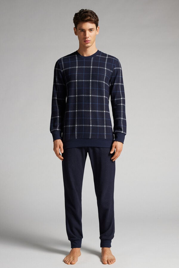 Intimissimi Full Length Blue Check Pyjama Herren Blau | ONZ-536401