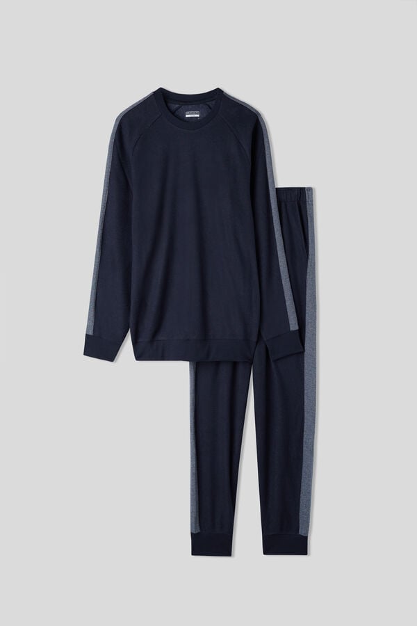 Intimissimi Full Length TricotSide Stripes Pyjama Herren Blau | VIM-908657