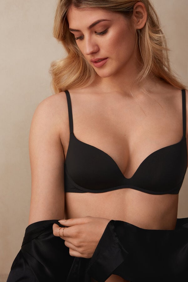 Intimissimi Gioia Push-Up Ultralight Microfiber BH Damen Schwarz | QOF-201537