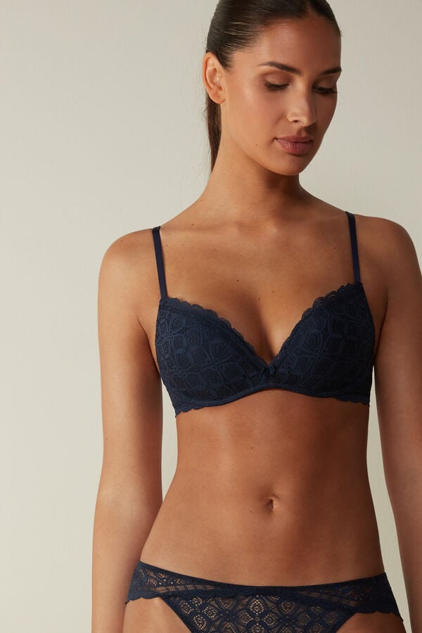 Intimissimi Gioia Super Push-Up Lace BH Damen Blau | BRD-260843