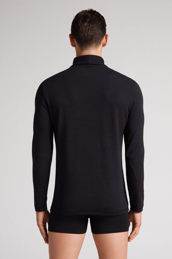 Intimissimi High-Neck Modal-Cashmere Langarm Shirts Herren Schwarz | YXK-159247