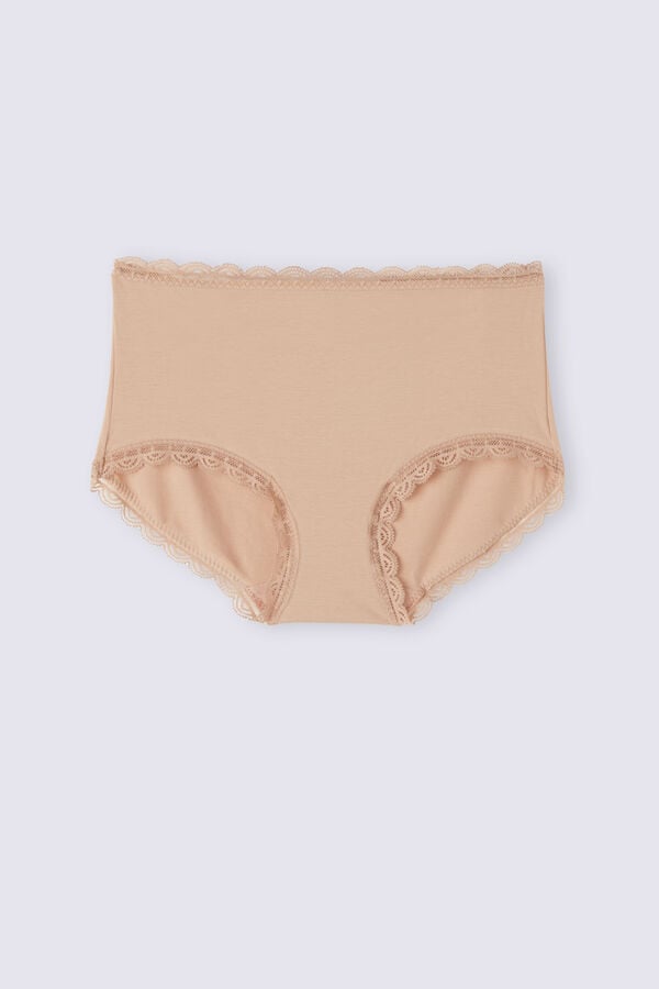 Intimissimi High Rise Cotton And Lace Hipsters Slip Damen Orange Beige | SYT-548137