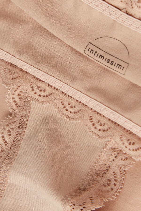 Intimissimi High Rise Cotton And Lace Hipsters Slip Damen Orange Beige | SYT-548137