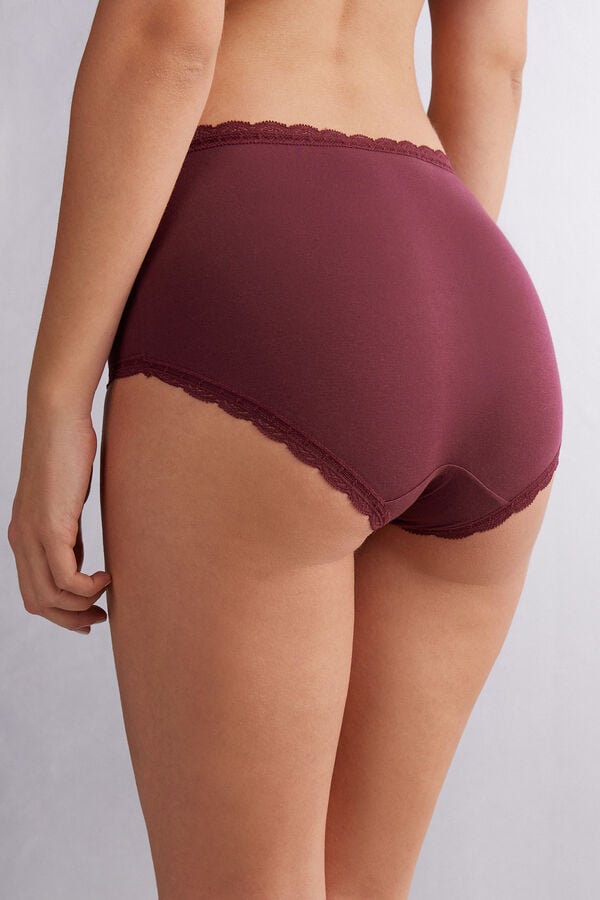 Intimissimi High Rise Cotton And Lace Hipsters Slip Damen Rot | EFC-731895