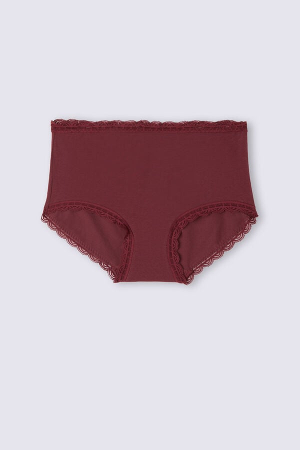 Intimissimi High Rise Cotton And Lace Hipsters Slip Damen Rot | EFC-731895