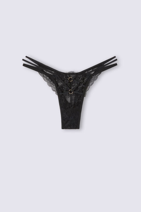 Intimissimi Intricate Surface ‘80s Stylezilian Slip Damen Schwarz | MNI-925137