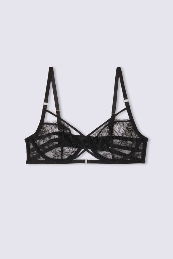 Intimissimi Intricate Surface Demi-Cup BH Damen Schwarz | AJK-731546