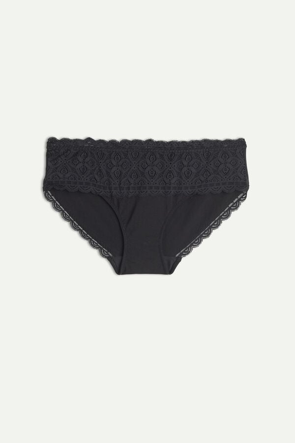 Intimissimi Lace And Cotton High Rise Höschen Damen Schwarz | RJV-692084