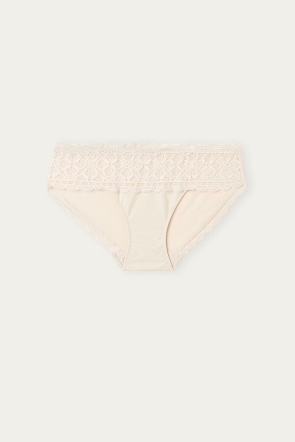 Intimissimi Lace And Cotton High Rise Höschen Damen Weiß Rosa | EAZ-159340