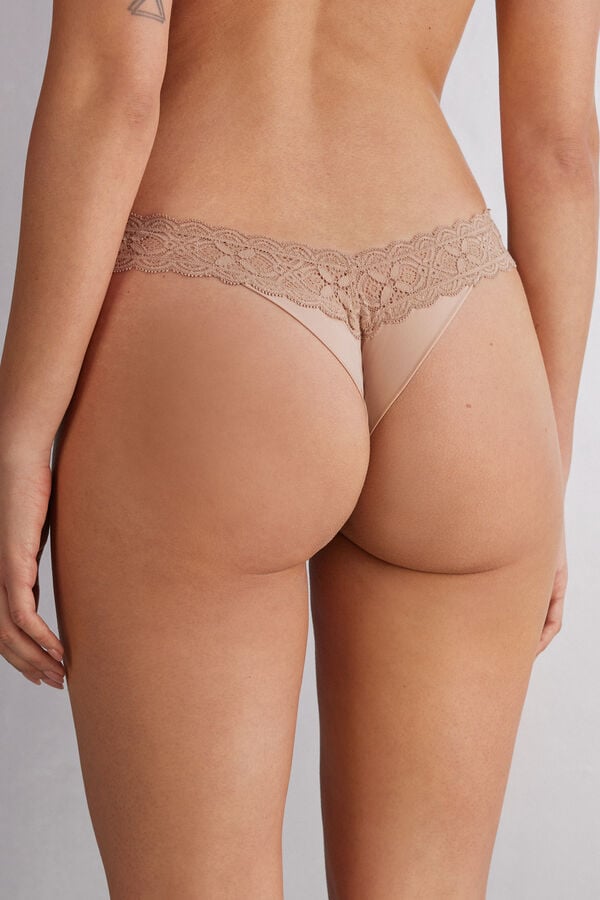 Intimissimi Lace And Microfiber ‘80s Stylezilian Slip Damen Orange Beige | SAN-076138