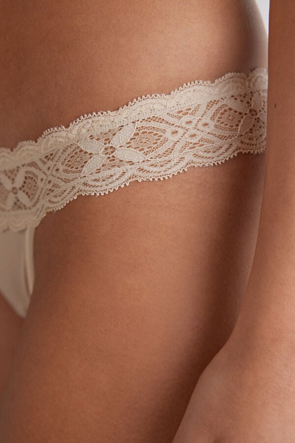 Intimissimi Lace And Microfiber Modifiedzilian Slip Damen Weiß Rosa | KTO-360584