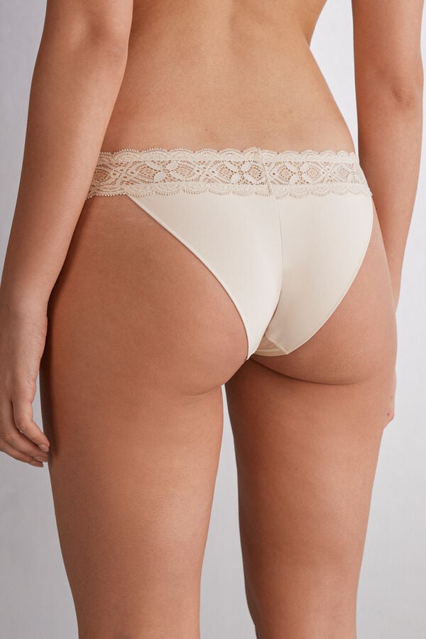 Intimissimi Lace And Microfiber Modifiedzilian Slip Damen Weiß Rosa | KTO-360584