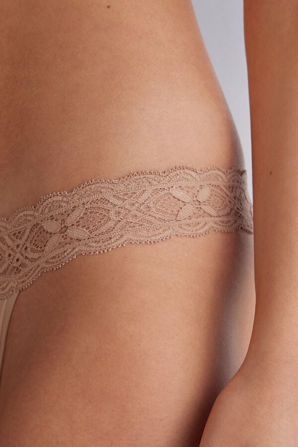 Intimissimi Lace And Microfiber Modifiedzilian Slip Damen Orange Beige | JMX-025947