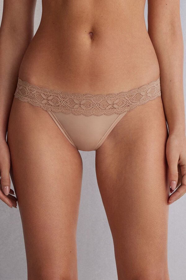 Intimissimi Lace And Microfiber Modifiedzilian Slip Damen Orange Beige | JMX-025947