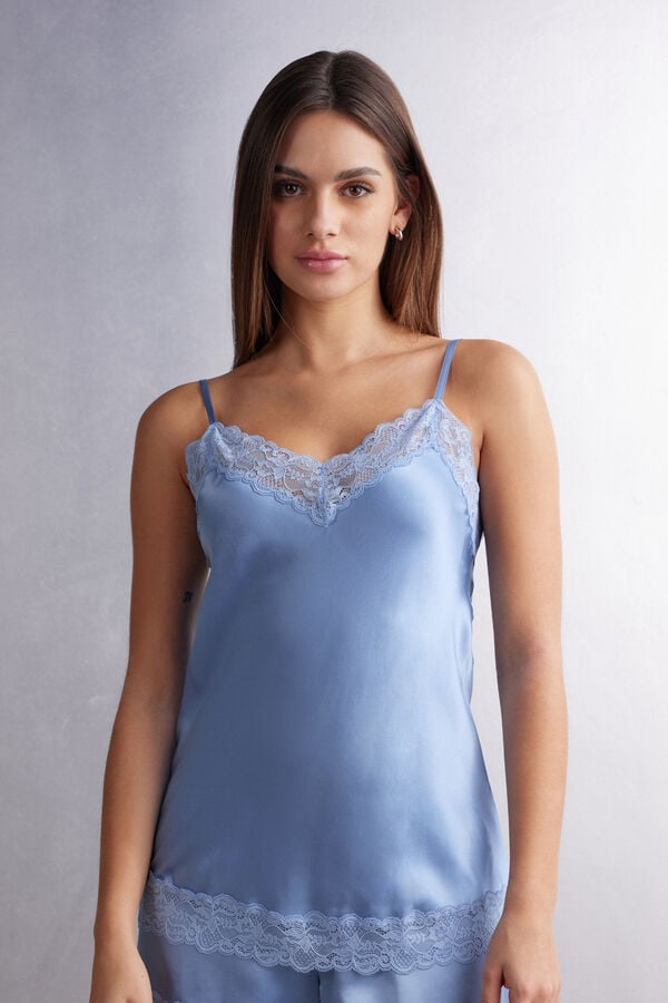 Intimissimi Lace And Silk Tanktop Damen Blau | ADN-539027