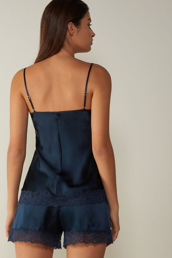 Intimissimi Lace And Silk Tanktop Damen Blau | LPR-086427