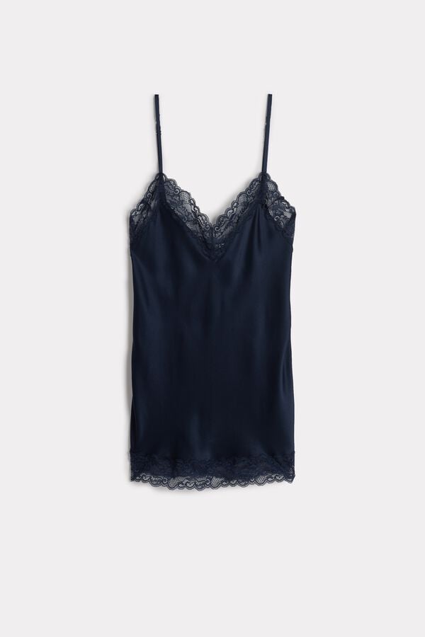 Intimissimi Lace And Silk Tanktop Damen Blau | LPR-086427